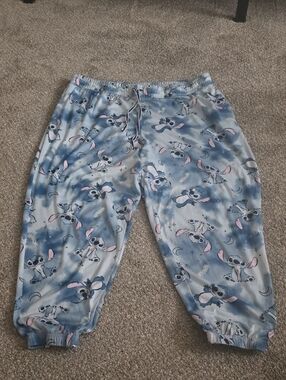 Disney Light Blue Stitch Cartoon-Print Pajama Joggers